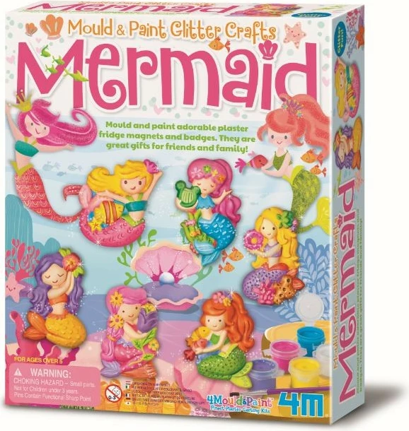 Kreativni set 4m Mermaid, 6 gipsanih figur, večbarven
