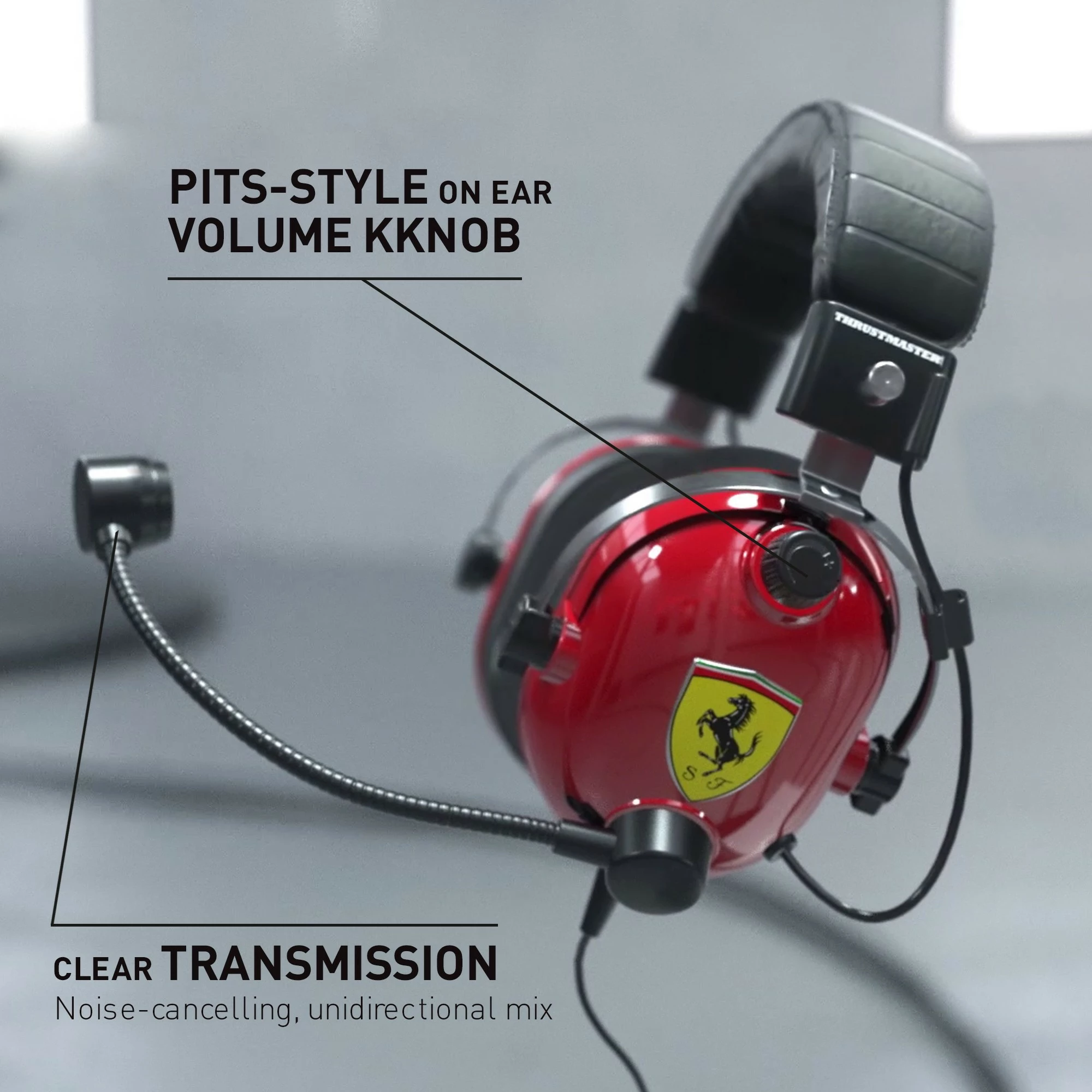 Gaming slušalke T-Racing Scuderia Ferrari DTS Thrustmaster, z mikrofonom, z žico, rdeče