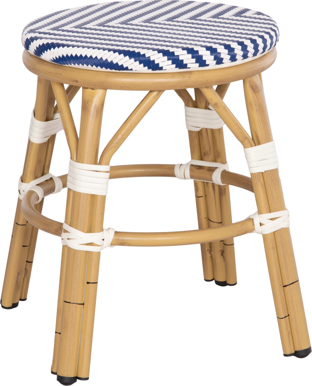 Aluminijasti okrogli stol CHINO FH6285.05 videz bambusa-tekstilen bel in moder Φ36x46Hcm