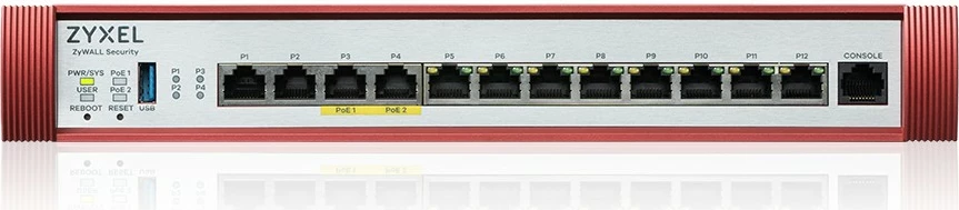 Napredni požarni zid Zyxel USG FLEX500 H Series USGFLEX500H-EU0102F, 2.5 Gbps, 10 vrat, PoE+, rdeče/belo