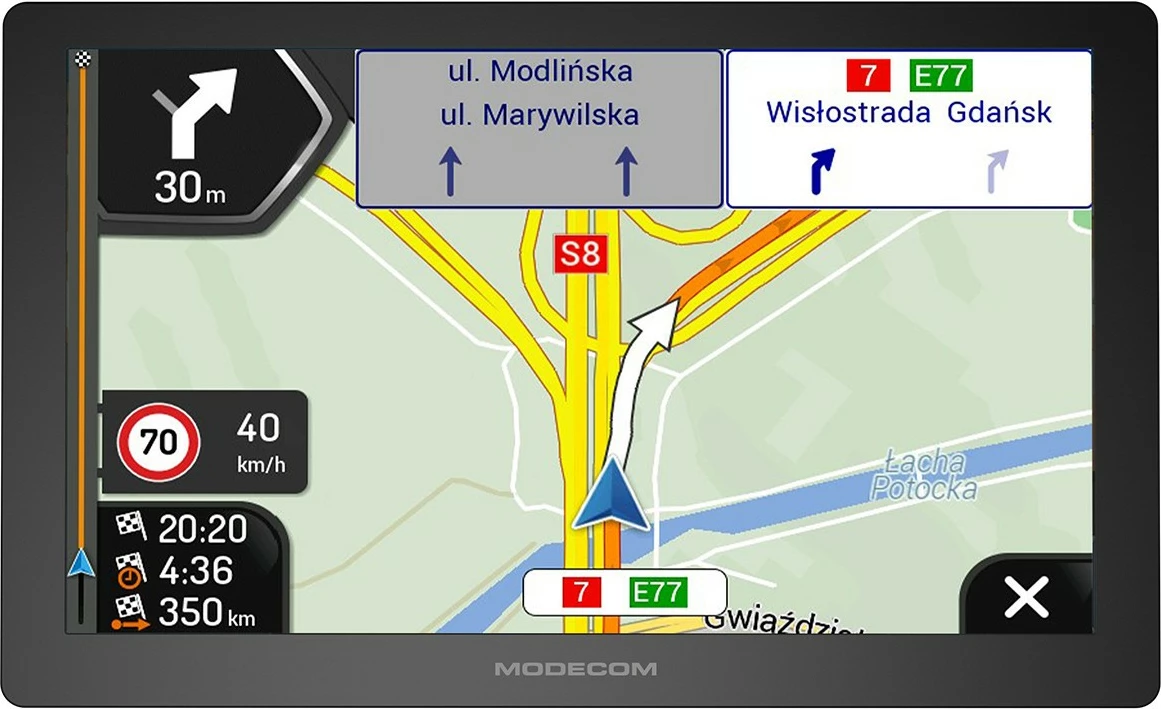 GPS navigacija MODECOM FREEWAY CX 9.4 iGO Truck 9" 16 GB 512 MB RAM, evropske karte, USB‑C, za avto/tovornjak, 1‑letna posodobitev
