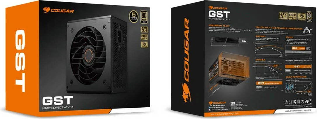 Napajalnik 750 W Cougar GST, ATX 3.1, 80 Plus Gold, črn