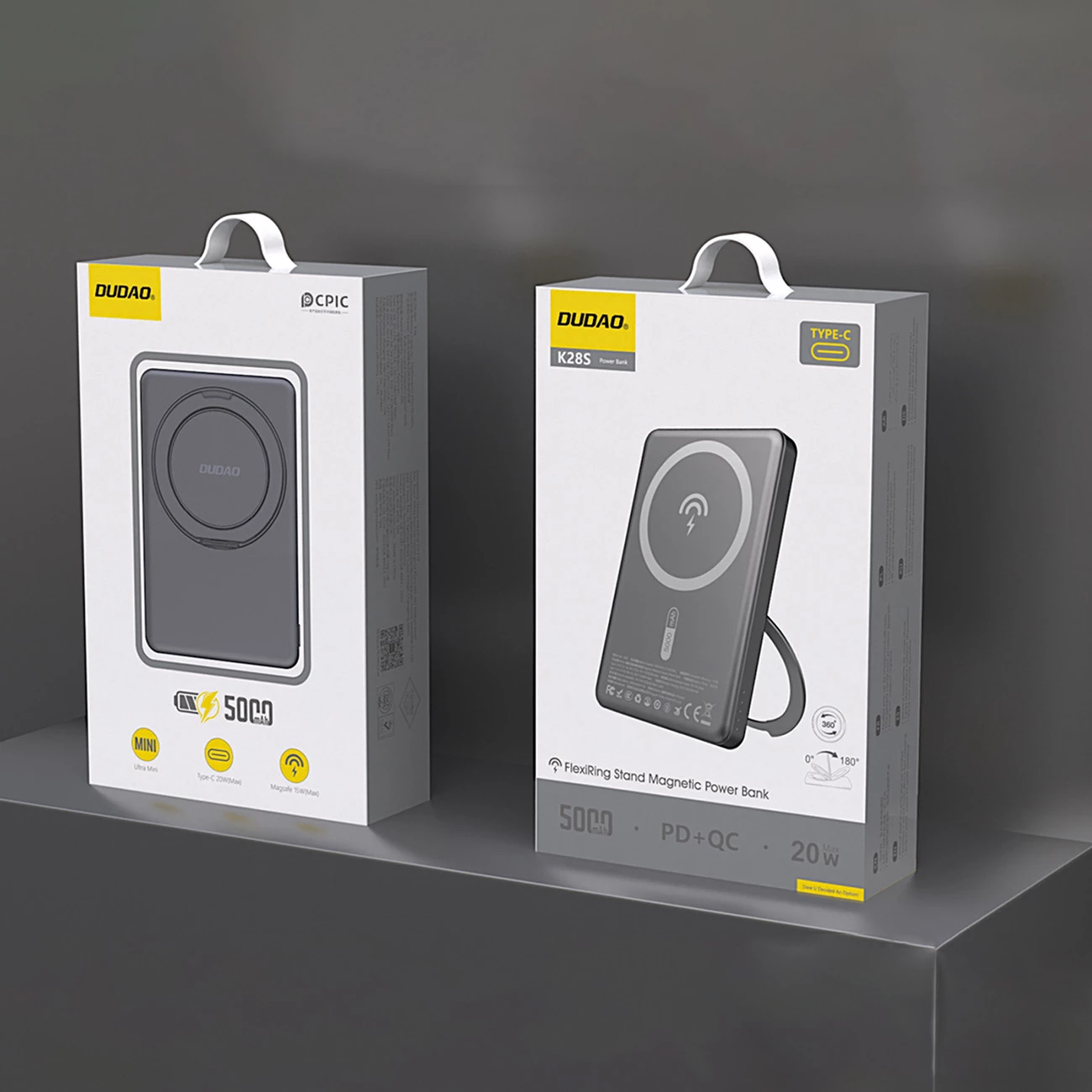 Prenosna baterija Dudao K28S, 5000 mAh, MagSafe, 20W PD, siva