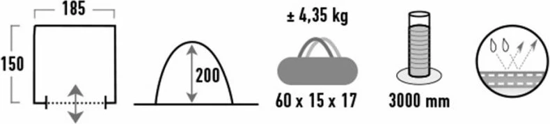 Paviljonska šotor za kampiranje High Peak, siv
