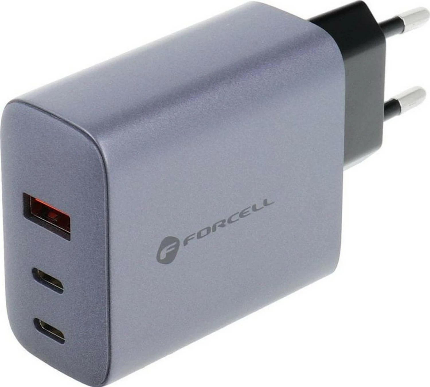 Hitro polnjenje, Forcell F-ENERGY GaN VT-42B, 2x USB-C + USB-A, 65W, siv