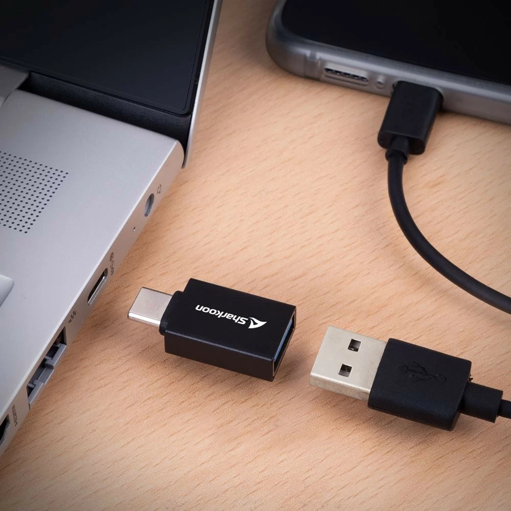 Adapter USB za pretvorbo USB-A v USB-C in USB-C v USB-A Sharkoon OfficePal, 2 kosa, črn