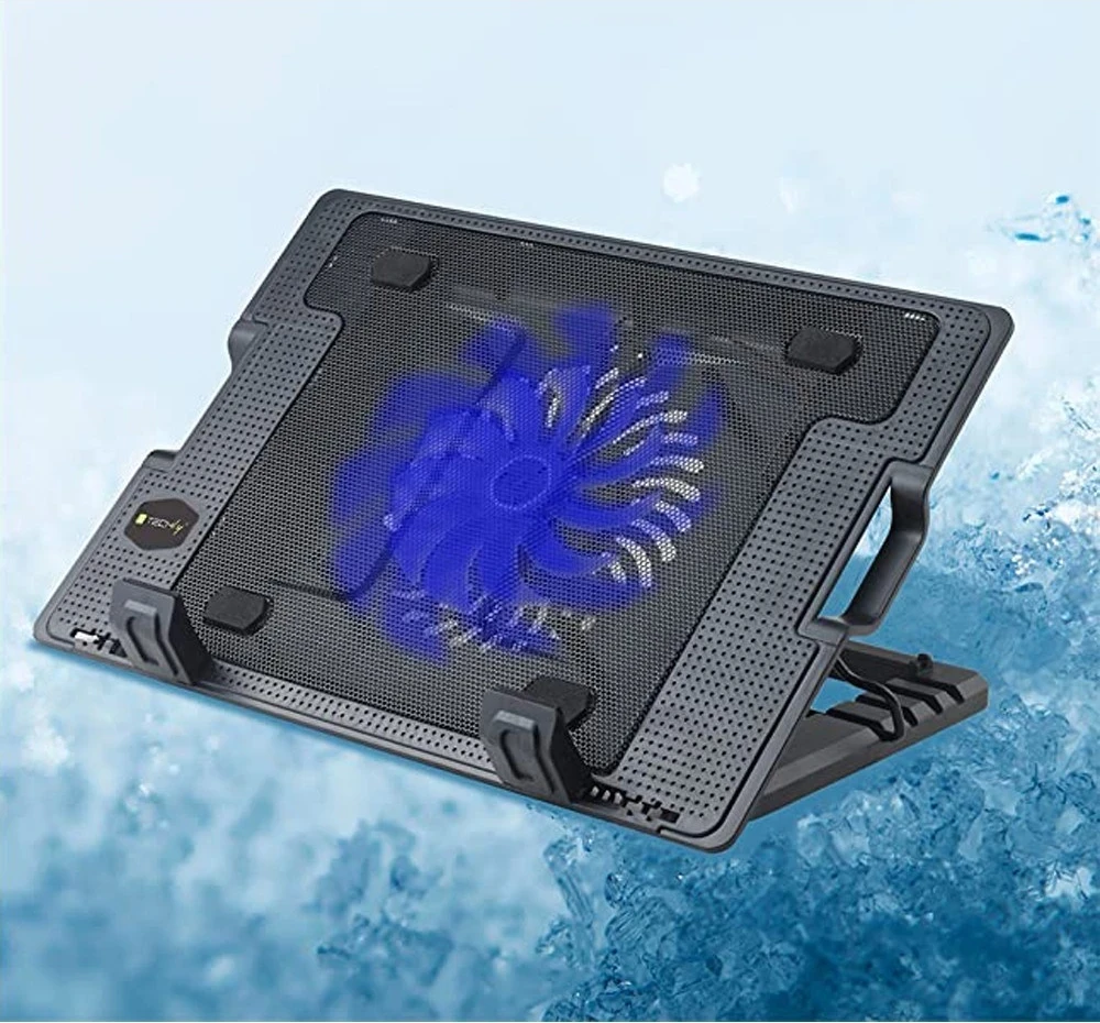 Podstavek in hladilnik za prenosnik, Techly, do 17,3", črn