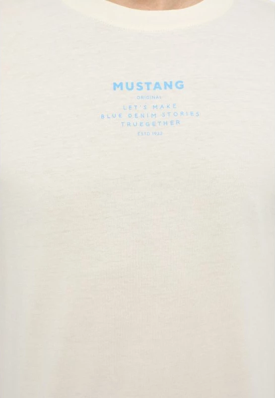 Majica, Mustang Alex C Print, krem za moške