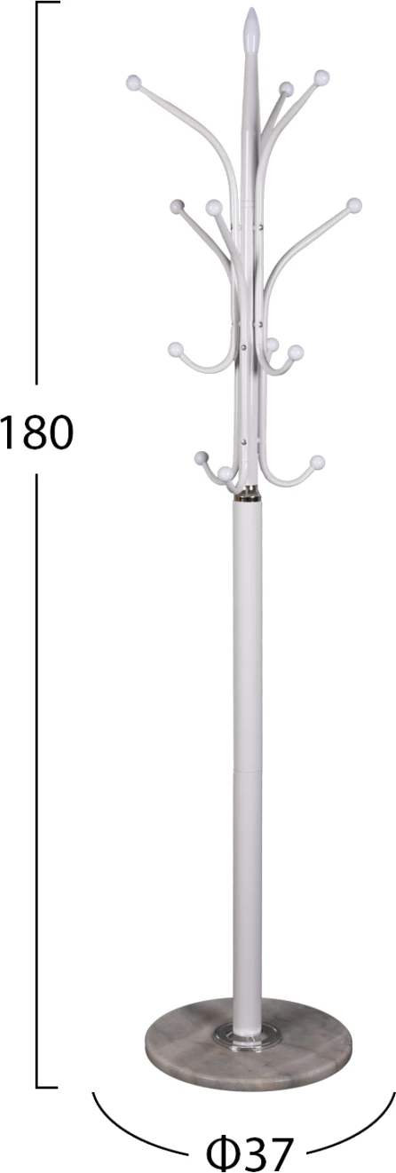 Talni obešalnik FH9573.02 kovinski 13 obešalnih mest-bela Φ37x180Hcm