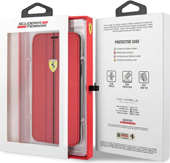 Ovitek Urban Book za Samsung Galaxy S9, rdeče usnje, Ferrari