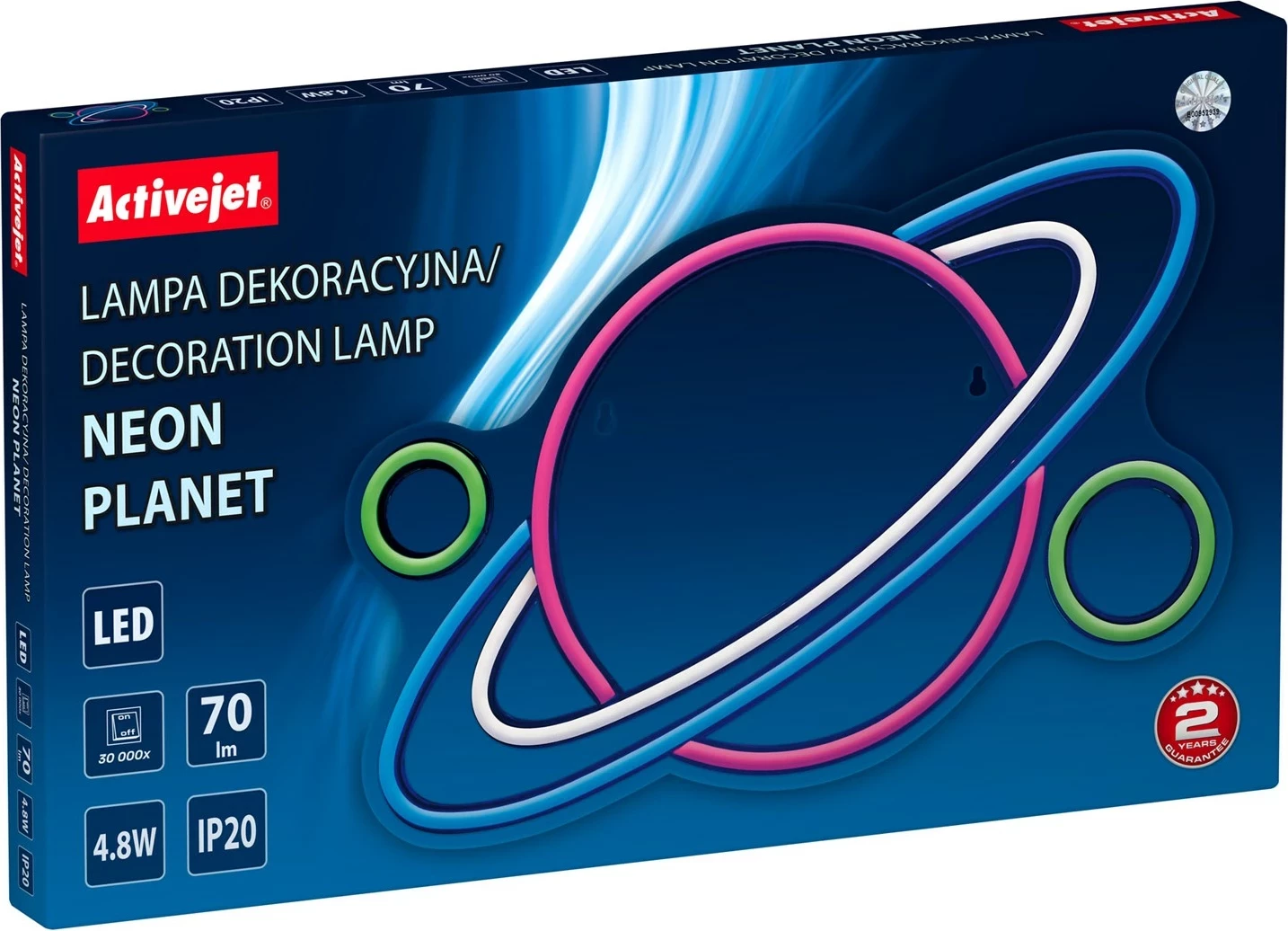 Dekorativna LED luč v obliki planeta Activejet AJE-NEON PLANET, večbarvna