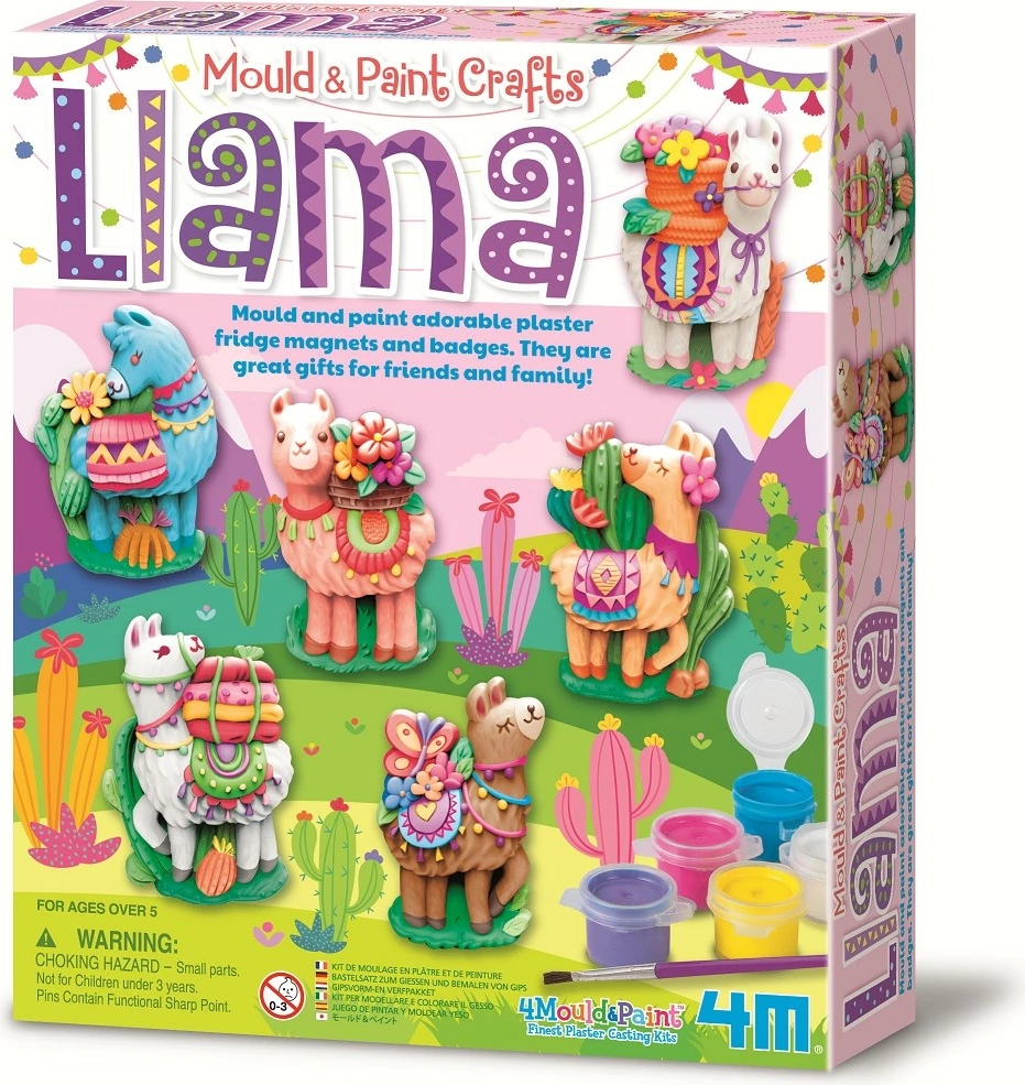 Kreativni set za izdelavo magnetov in brošk, 4m, Llama, večbarven