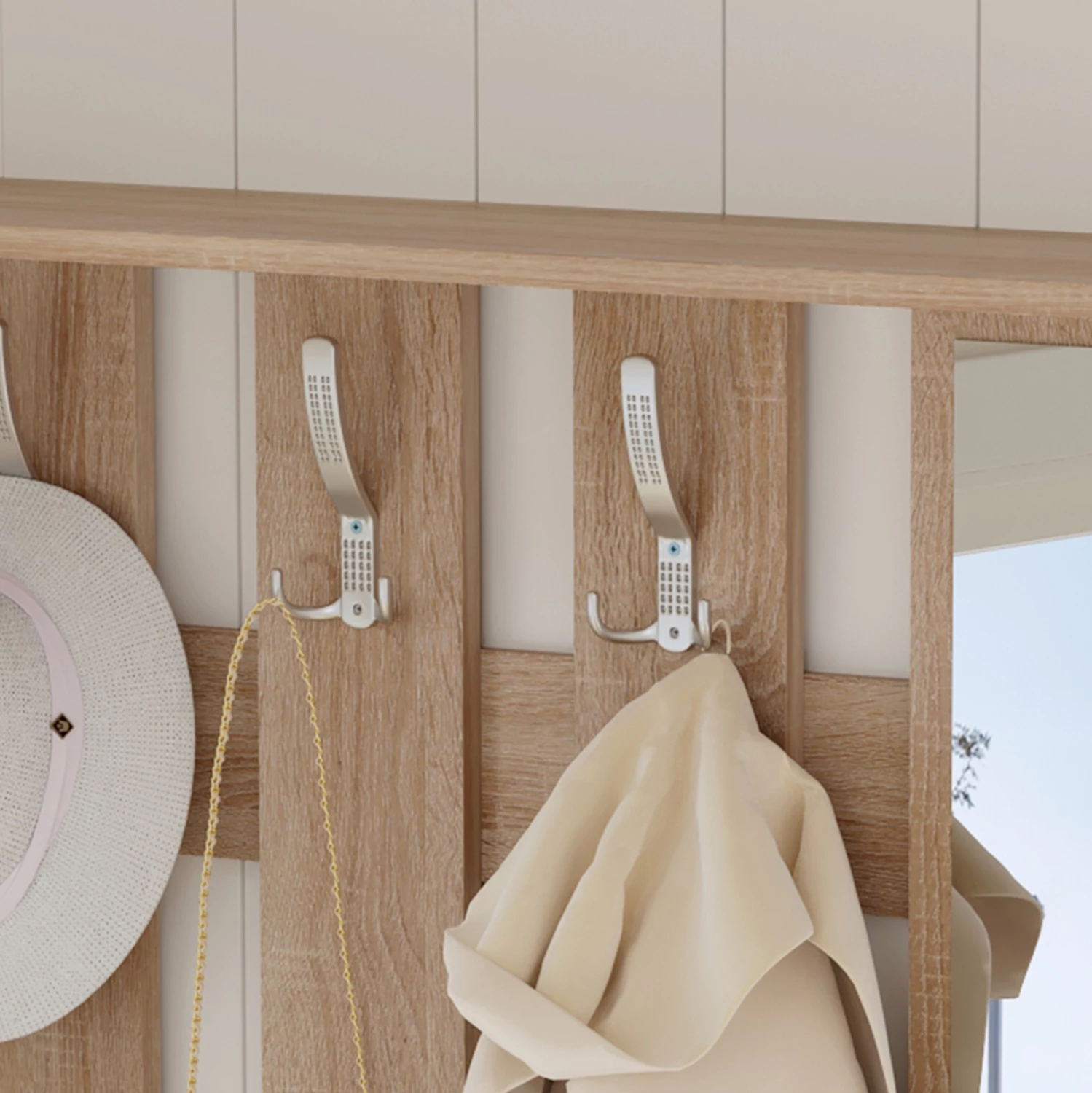 Komplet za predsobo z ogledalom GORN FH2473.04 melamin v sonama-beli 90x24x190Hcm