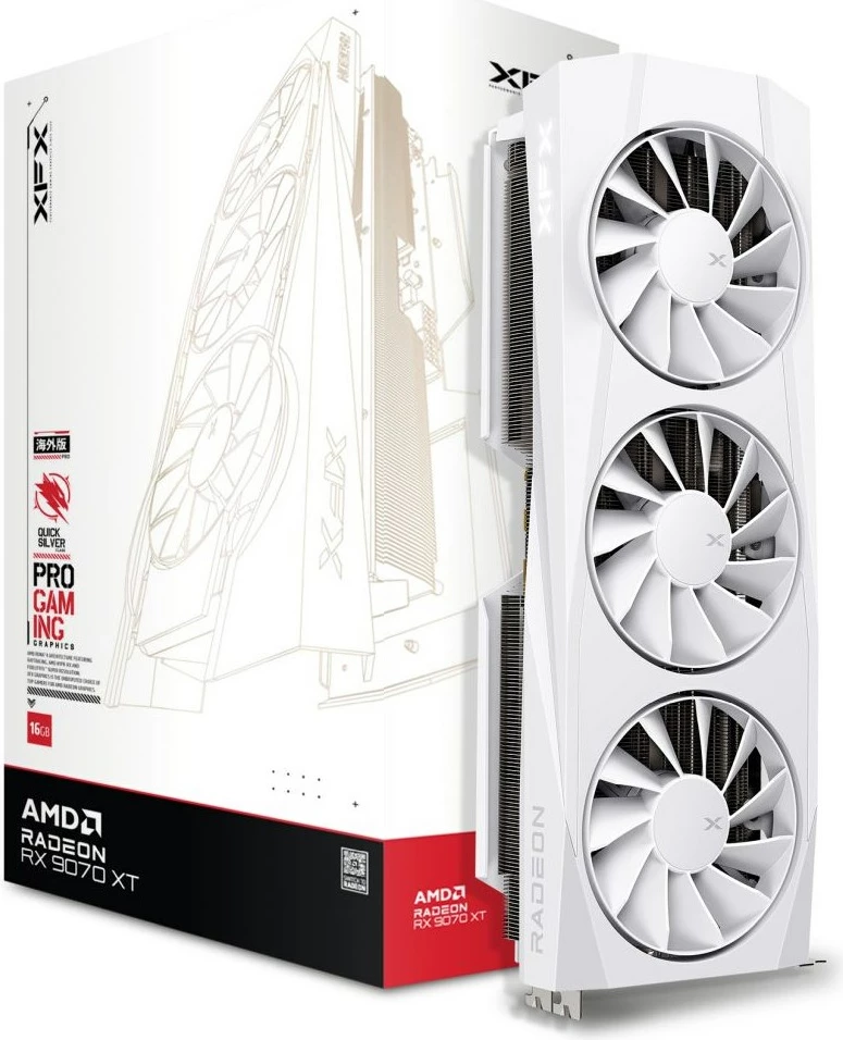 Grafična kartica XFX Quicksilver Radeon RX 9070 XT Gaming Edition, 16 GB GDDR6, bela