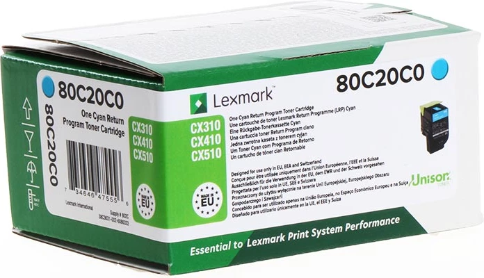Toner kartuša Lexmark 80C20C0, 1000 strani, cijan