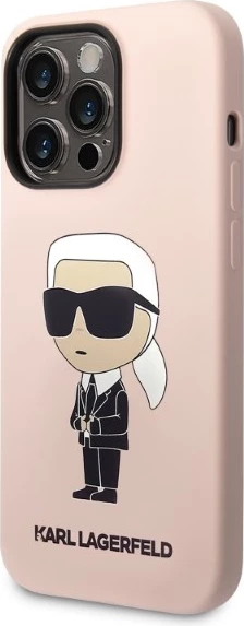 Silikonski ikonični ovitek za iPhone 14 Pro Max, Karl Lagerfeld, roza