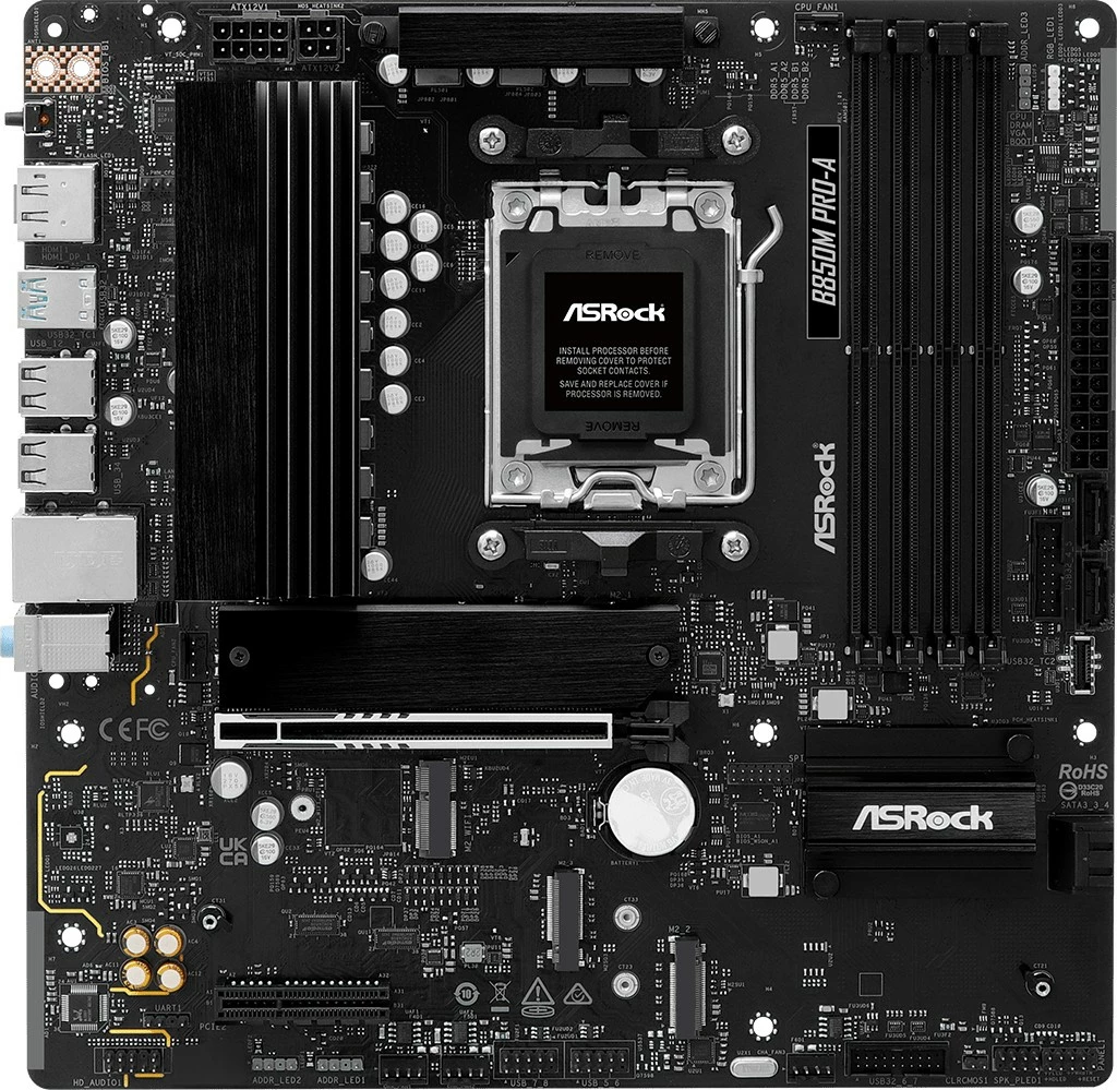 Matična plošča ASRock B850M PRO-A, Socket AM5, micro ATX, DDR5, črna