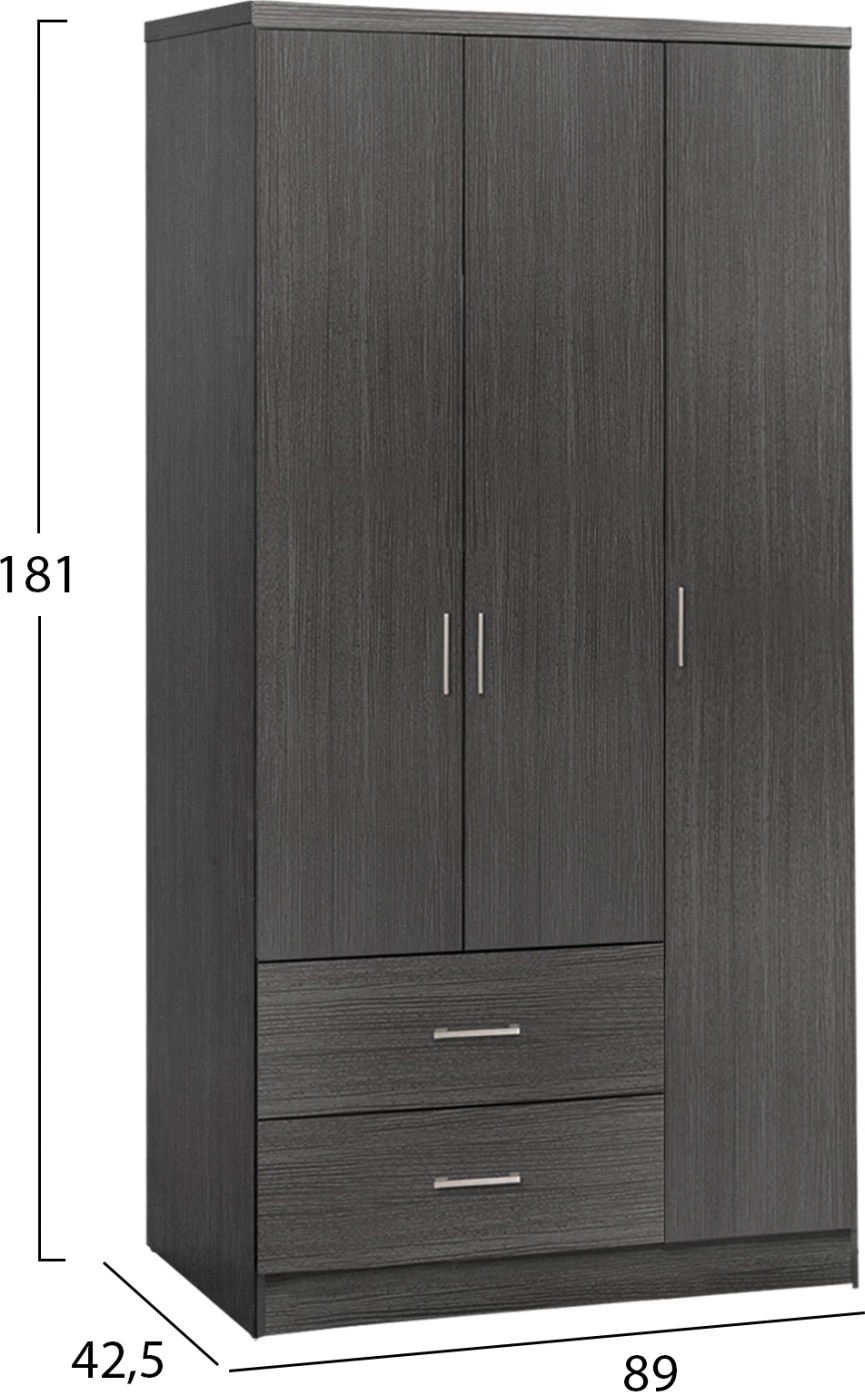 Garderobna omara s 3 vrati in 2 predali FH340.01 Zebrano 89x42,5x181