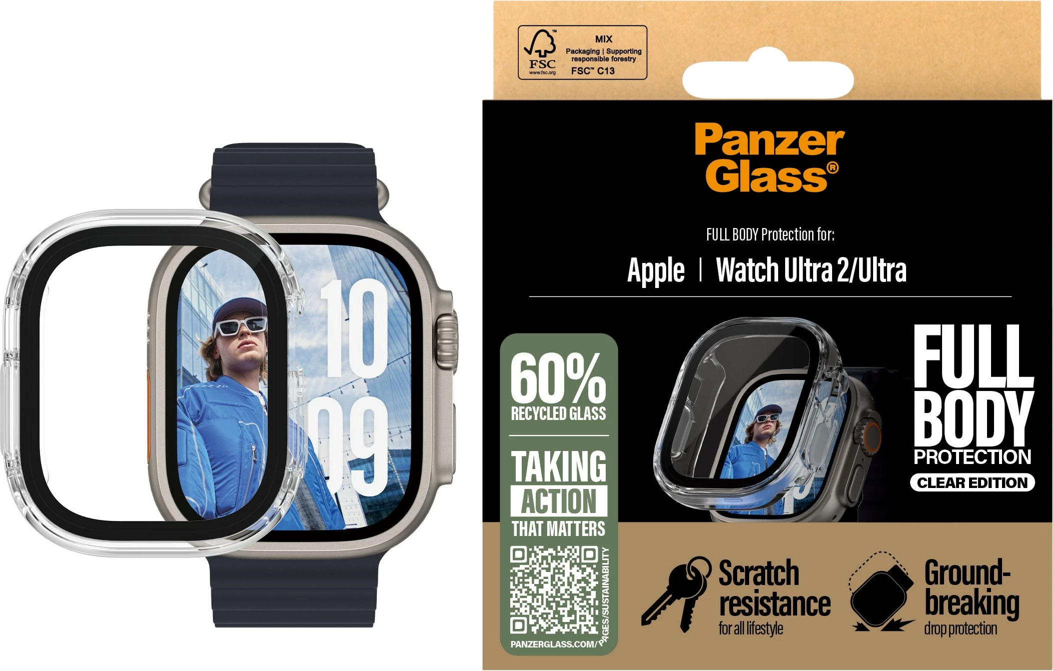 Zaščita celotnega telesa PanzerGlass Snappie, Apple Watch Ultra 2, prozorno