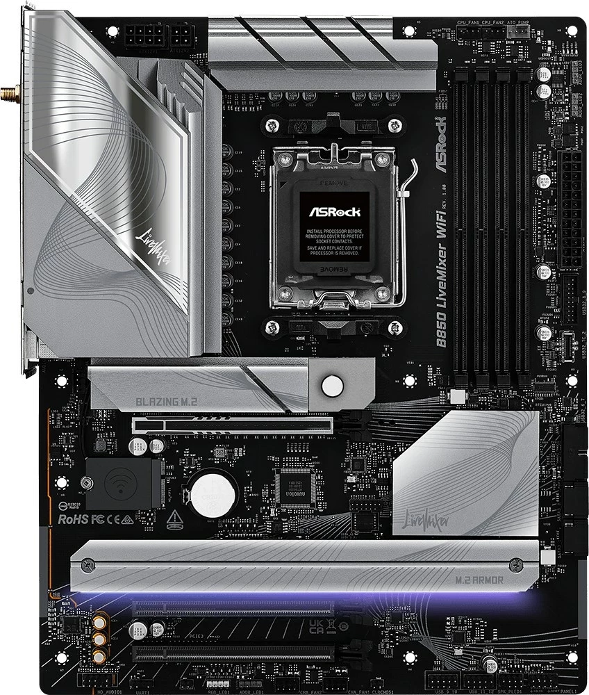 Plošča matična Asrock B850 LiveMixer WiFi, ATX, Socket AM5, 256 GB, črna