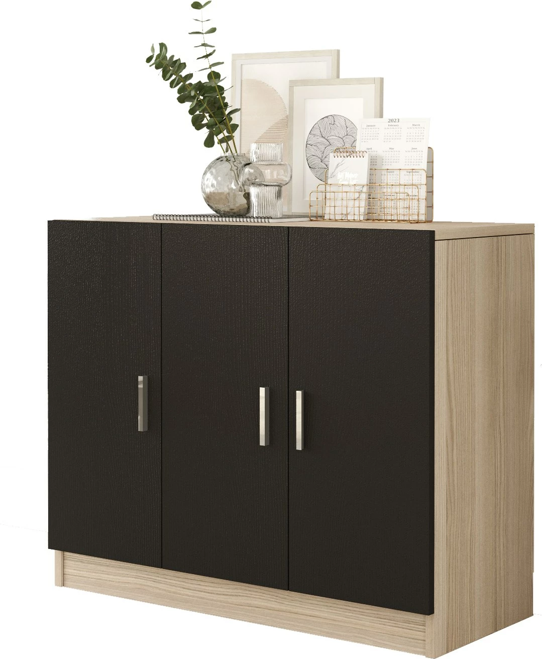 Multifunkcijski omarica Hanah Home Vo5-Ob, hrast/črna