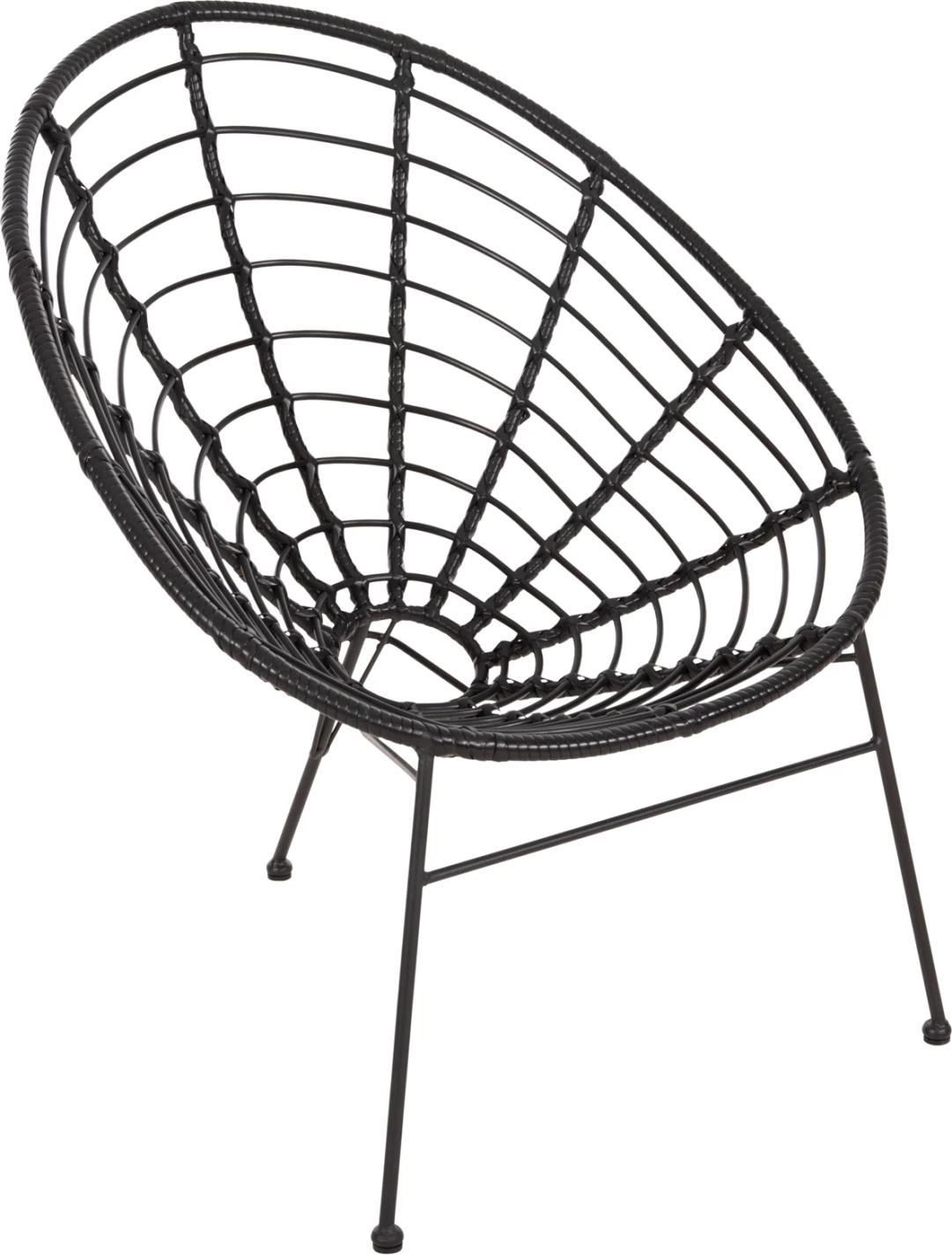 Gnezdo tipa naslanjač ALLEGRA FH5458.12 črna kovina-pletena v črni barvi 73x78x88H cm