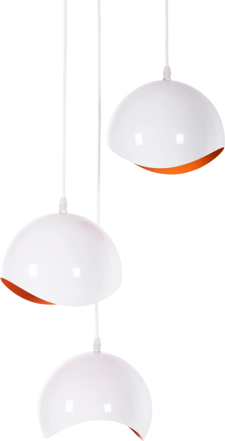 Stropna viseča svetilka s 3 lučkami FH4166.02 kovinske krogle v belo-oranžni barvi Φ20x112Hcm