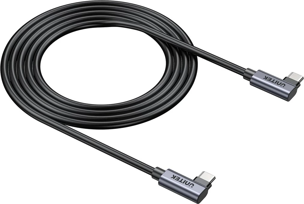Kabel USB C na USB C UNITEK C14147ABK01-1M, 1 m, 100 W, 90°, črn