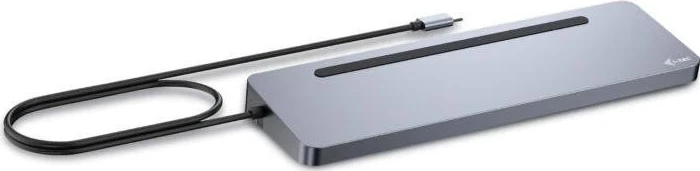 Dokovna postaja i-tec USB-C iz kovine s 3x zaslonom 4K, 2x DP, 1x HDMI, LAN, zvok in Power Delivery 100 W + univerzalni polnilec i-tec 100 W