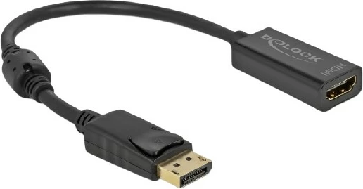 Adapter DisplayPort na HDMI DeLOCK 0,2 m črn