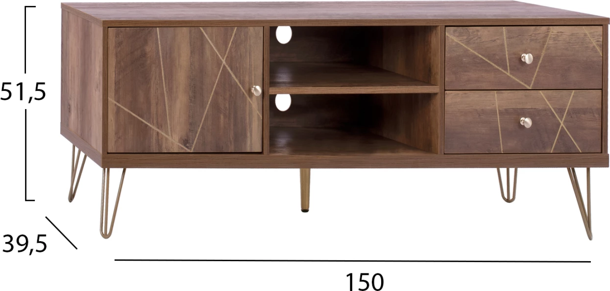 Komplet TV Kaitlyn FH8652 Oreh z Zlato 150x39,5x51,5 cm