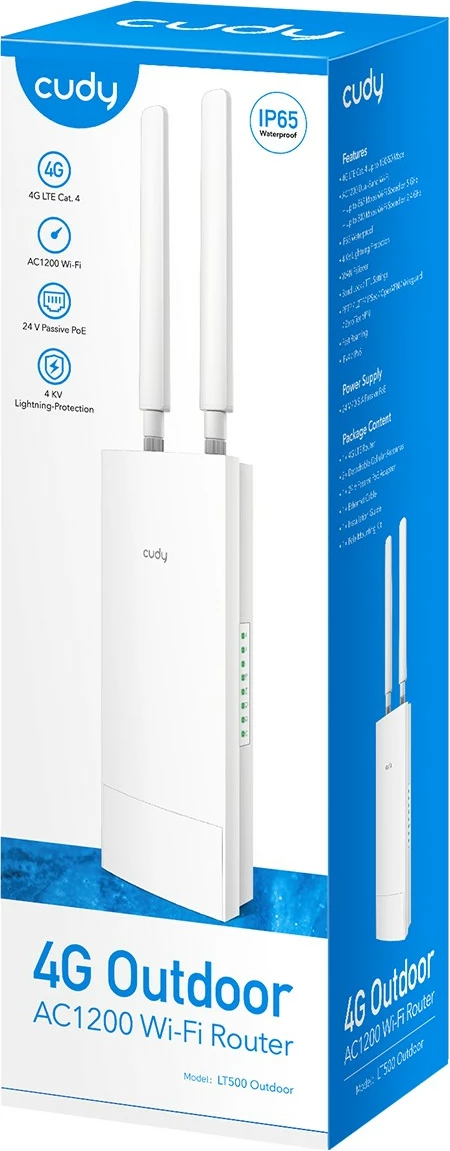 Zunanjši router Cudy LT500, 4G LTE, AC1200, nanoSIM, bel