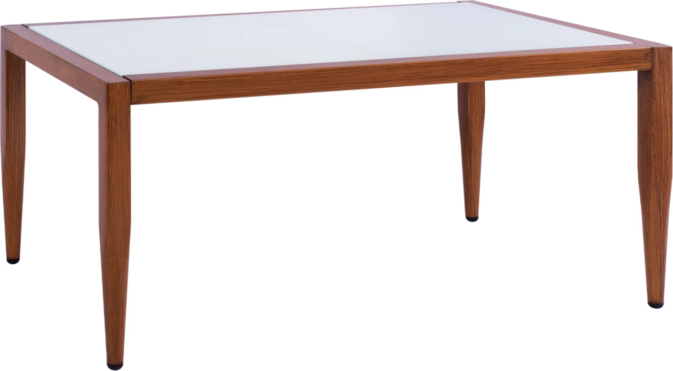 Aluminijasta miza bambus videza s steklom 100x58x46