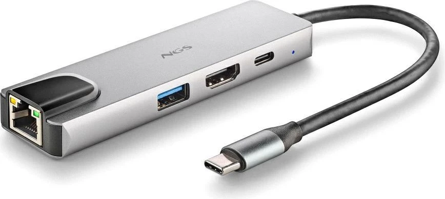 USB-C razširitveni hub NGS 4 vrat RJ45 HDMI USB 3.0 alumin