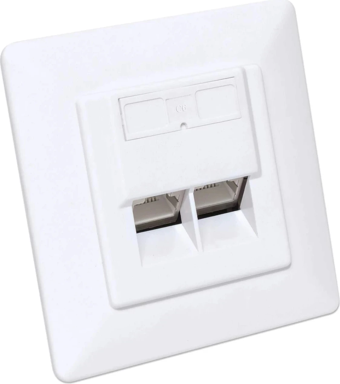 Vtičnica za omrežje Cat6 Intellinet 771900, 2x RJ45 10G, STP, 80x80 mm, bela