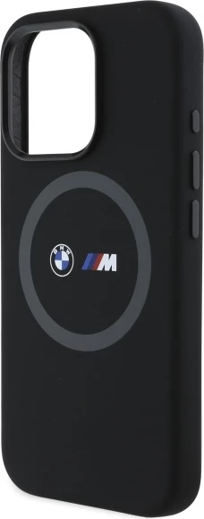 Zaščitna silikonska ovitek BMW M za iPhone 16 Pro Max, MagSafe, črn