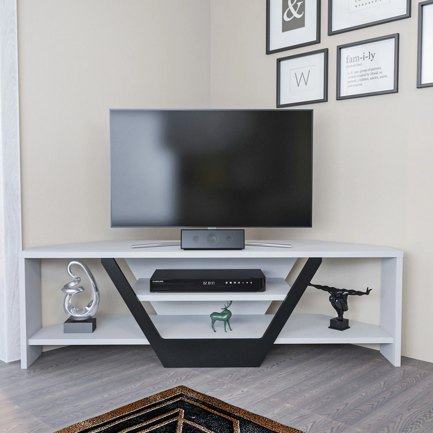Komoda za TV, Hanah Home Sares, bela in črna