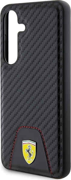 Ovitek Ferrari Carbon Stitched Bottom za Samsung Galaxy S24, črn