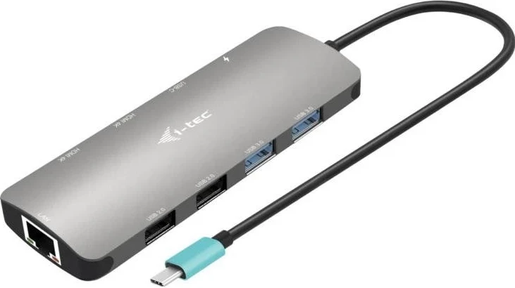 USB-C hub Metal Nano 2x HDMI PD100W, i-tec, srebrn