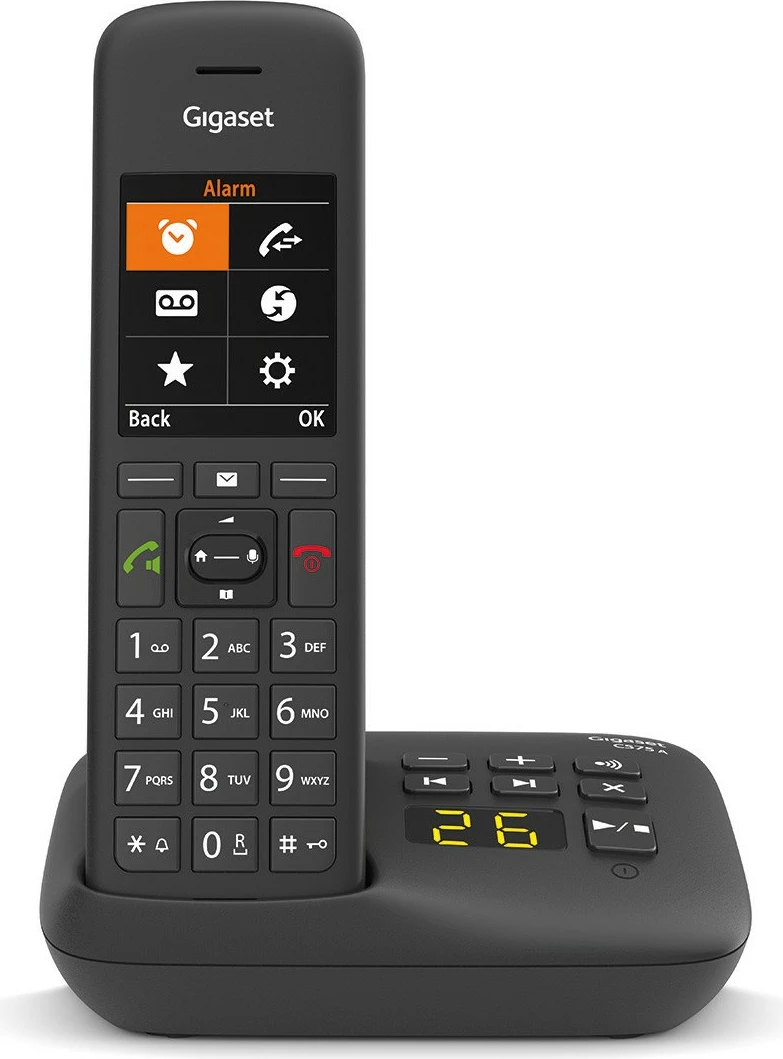 Brezžični telefon Gigaset C575A, DECT, z avtomatskim odgovornikom, 200 stikov, črn