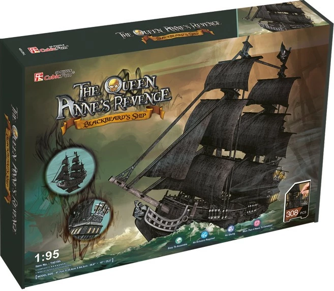 3D sestavljanka Cubic Fun Queen Anne's Revenge, velik komplet, 308 kosov