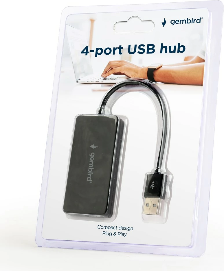 USB razdelilec Gembird UHB-U2P4-04, USB 2.0, črn