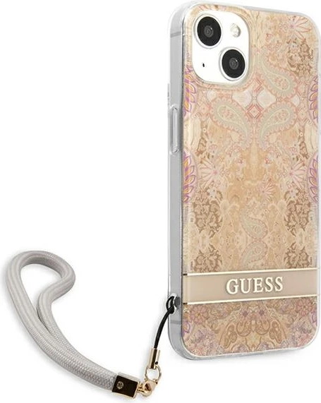 Ovitek s cvetličnim trakom Guess GUHCP13SHFLSD za iPhone 13 mini 5,4", zlate barve