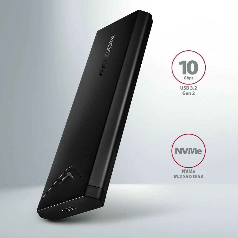 Zunanja ohišje za M.2 NVMe SSD AXAGON EEM2-UB2, USB-C 3.2 Gen 2, črno