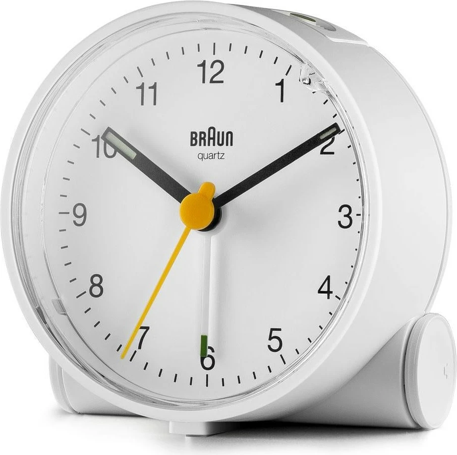 Analogni budilnik, Braun BC01W, quartz, bel