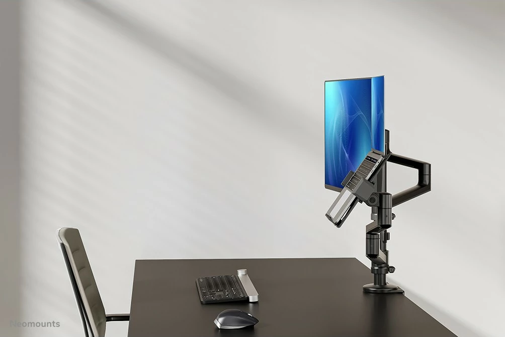 Nagibno ročno držalo za mizo za monitor in prenosnik, Neomounts DS20-425BL2, 27", črno