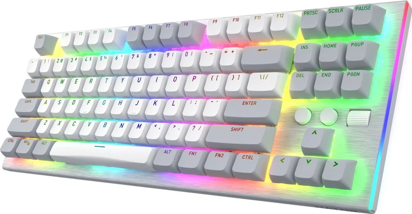 Mehanska tipkovnica Hator Gravity TKL HTK561, RGB, Hot-Swap, bela-siva