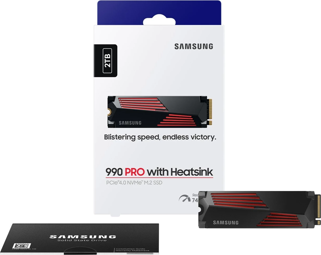 SSD z heatsinkom Samsung 990 PRO, 2 TB, M.2, PCI Express 4.0, NVMe, črn