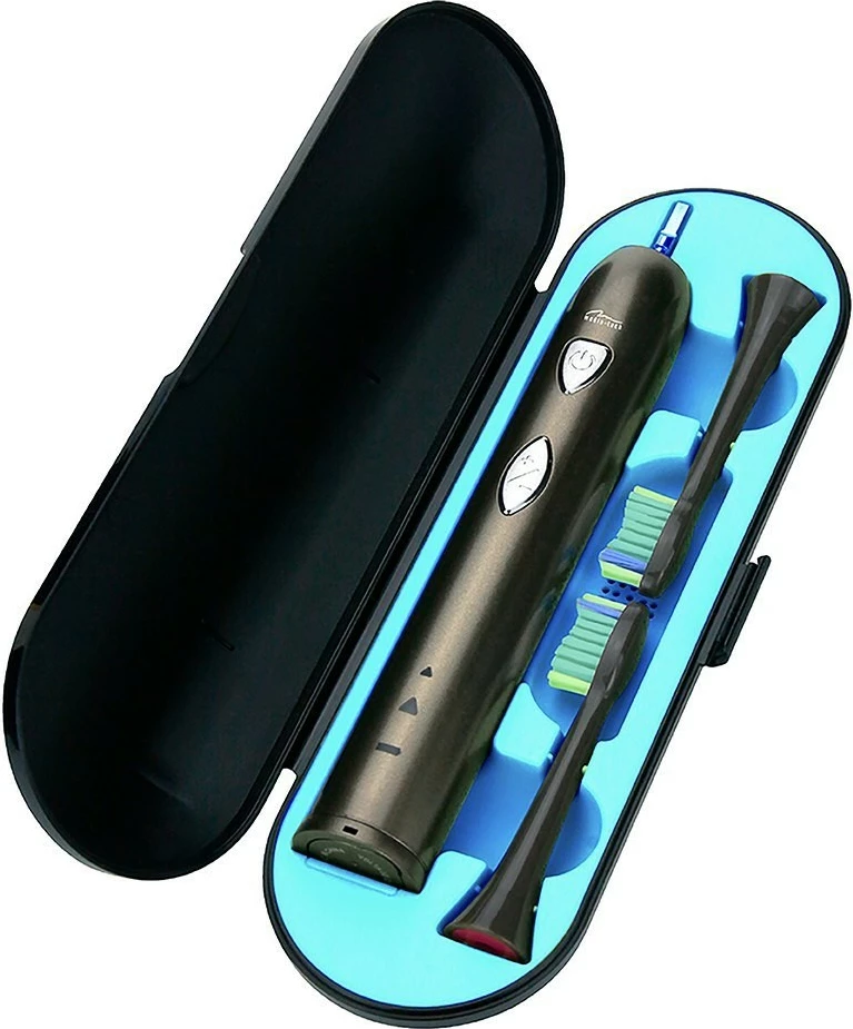 Sonična električna zobna ščetka Media-Tech MT6510, z vgrajeno baterijo, črna, komplet z 2 glavi in potovalno škatlico