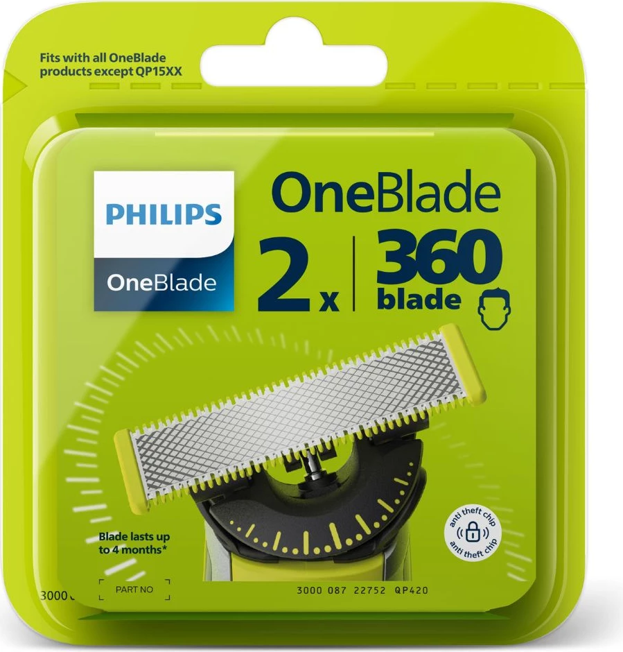 Rezilo za brivnik Philips OneBlade 360 QP420/50, srebrno, set 2 kosa